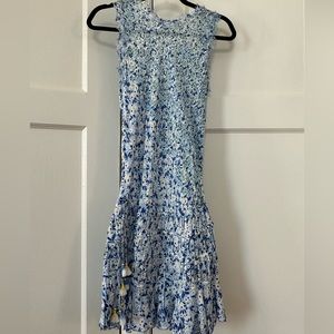 Floral blue dress with cute bottom. Mid length. Size small.